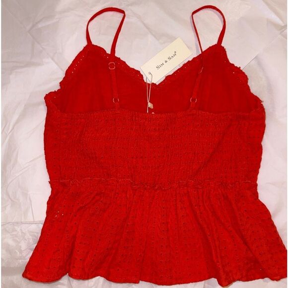 SIM & SAM NWT CROCHET HALTER/CROP CINCHED WAIST ADJUSTABLE STRAPS SIZE MEDIUM - Picture 2 of 7